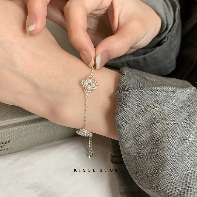 KISOL清冷感百搭方形珍珠手链女~