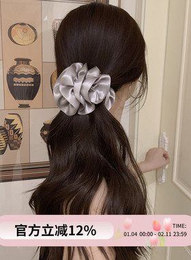 慵懒温柔紫~韩国baket立体缎面泡泡花朵发夹香蕉夹子后脑勺抓夹女