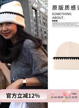 fever同款白色毛线帽女2025秋冬保暖针织帽子百搭ins小香风冷帽