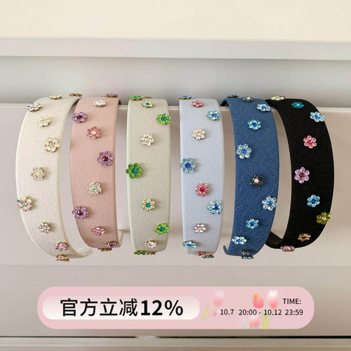 韩国重工千金风~水钻花朵发箍