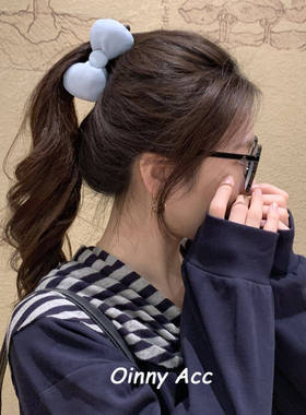 baby奶油蓝~立体kt蝴蝶结香蕉夹可爱充棉盘发竖夹发量少百搭扭夹