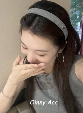 韩系小银标~纯色布艺发箍女小众日常百搭高颅顶头箍洗脸简约发卡