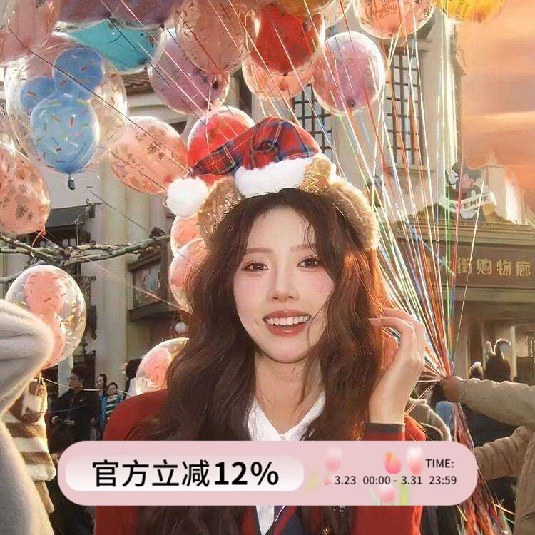 迪士尼达菲熊发箍卡通可爱圣诞帽子姜饼人造型毛绒头箍拍照发饰女