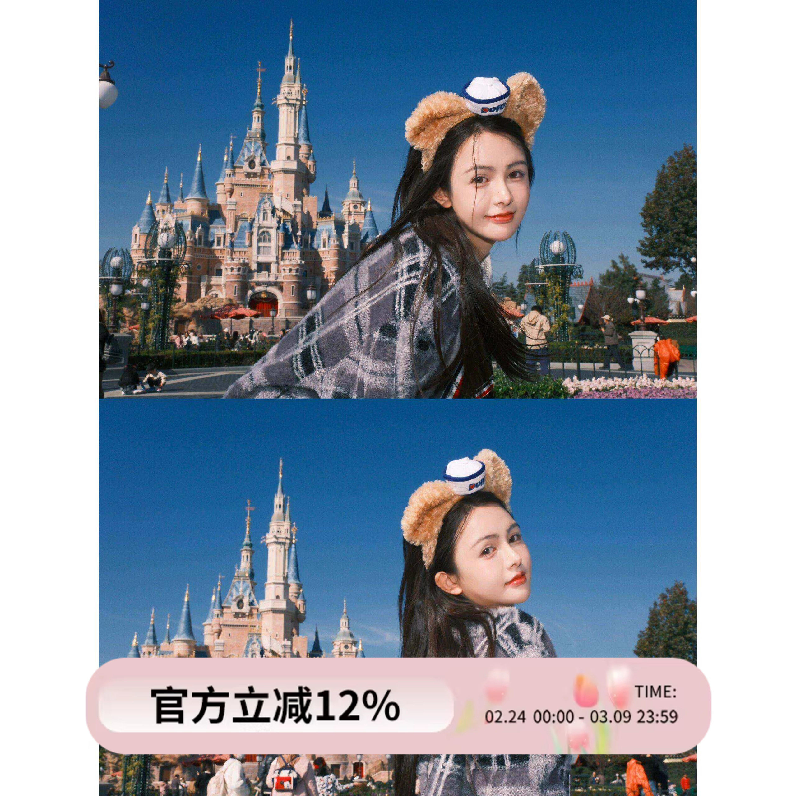 迪士尼Duffy达菲熊发箍可爱水手海军帽毛绒头箍游乐园拍照发饰女