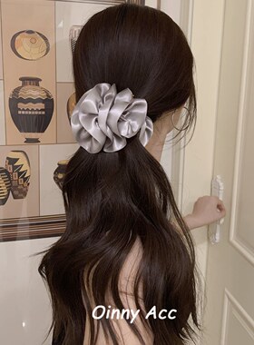 慵懒温柔紫~韩国baket立体缎面泡泡花朵发夹香蕉夹子后脑勺抓夹女