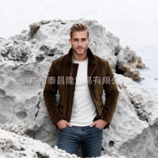 欧美外贸跨境新款春秋男jacket外套休闲拉链西服男装上衣拼接夹克