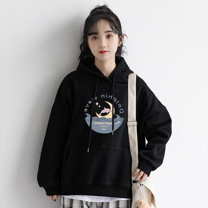 加绒卫衣女韩版宽松秋冬新款加厚学生百搭学生上衣外穿潮