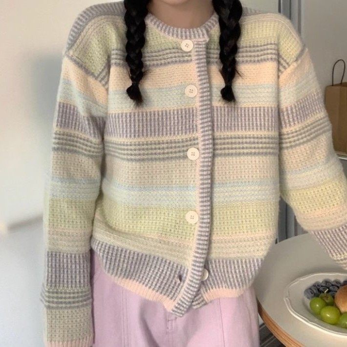 春秋季新款温柔风彩色编织针织开衫女洋气圆领长袖软糯毛衣外套,个性定制/设计服务/DIY,连衣裙加工定制,淘宝优惠券,粉丝福利购,淘宝优惠卷