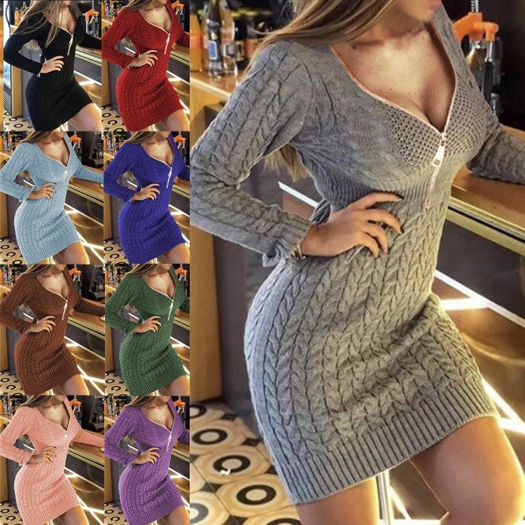 年秋冬季新品外贸针织衫中长款半拉链领显瘦毛衣连衣裙,个性定制/设计服务/DIY,连衣裙加工定制,淘宝优惠券,粉丝福利购,淘宝优惠卷