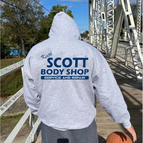 跨境欧美尺码螺纹抓绒Keith Scott Body Shop男女款连帽卫衣