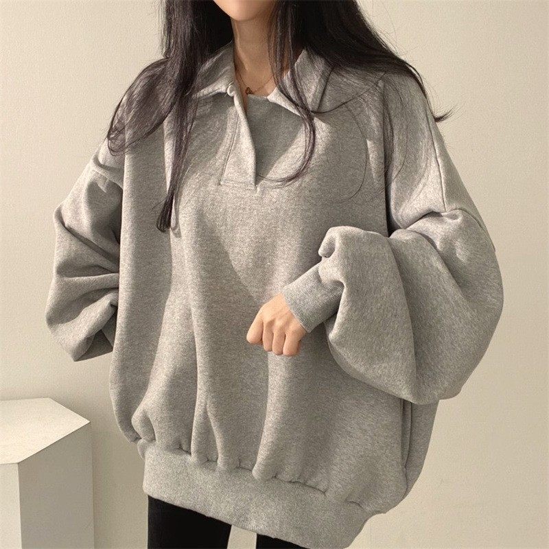 跨境翻领卫衣女春秋薄款新款韩版大码宽松美式慵懒上衣外套,个性定制/设计服务/DIY,连衣裙加工定制,淘宝优惠券,粉丝福利购,淘宝优惠卷