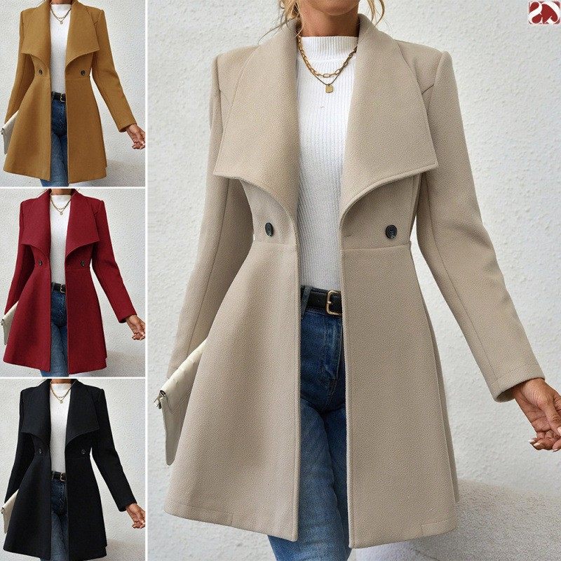 亚马逊跨境欧美秋冬女士呢子长款大衣时尚大翻领设计感毛呢外套,模玩/动漫/周边/娃圈三坑/桌游,lolita洛丽塔连衣裙,淘宝优惠券,粉丝福利购,淘宝优惠卷