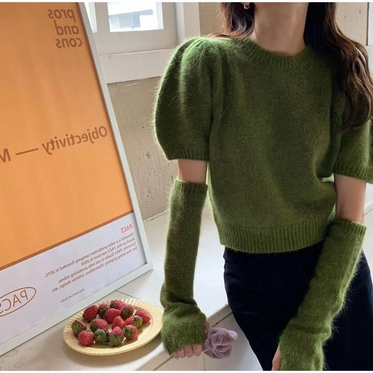 新款秋季可拆卸袖套毛衣女圆领短袖慵懒风泡泡袖上衣针织衫女,个性定制/设计服务/DIY,连衣裙加工定制,淘宝优惠券,粉丝福利购,淘宝优惠卷