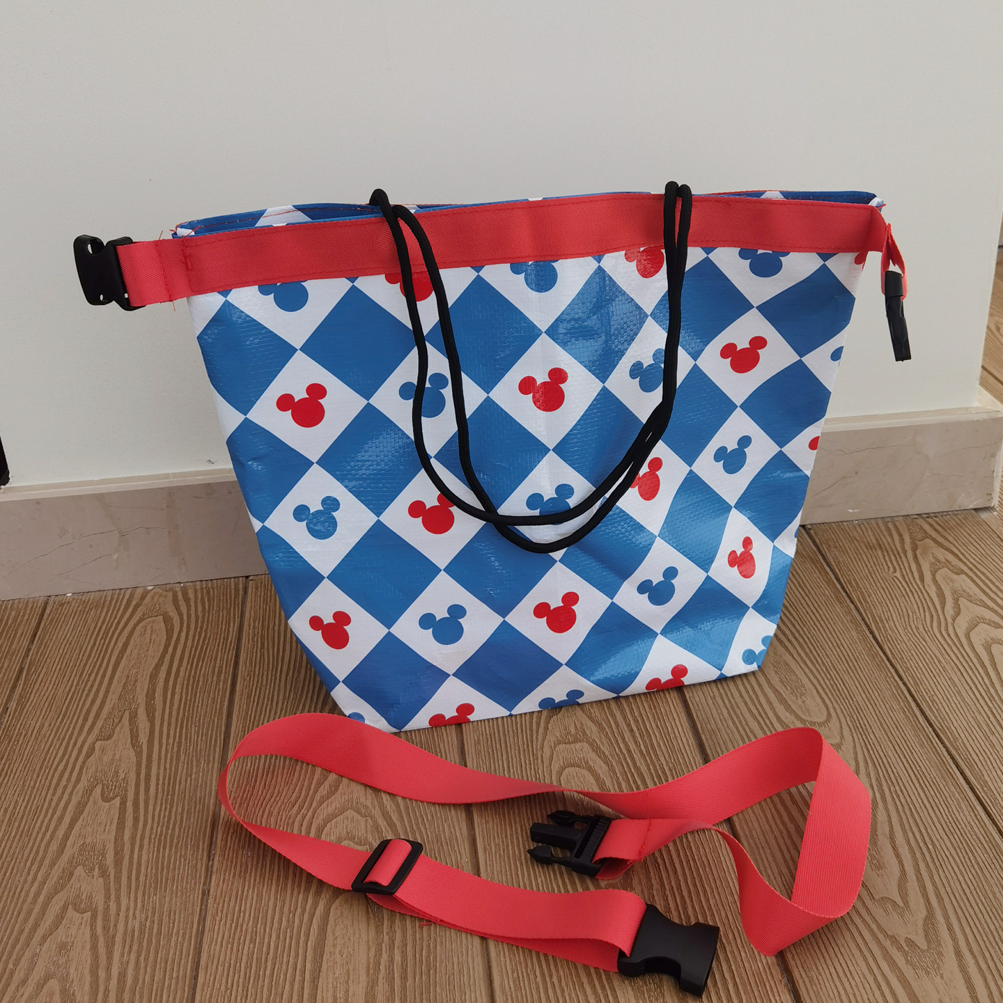 创意大容量卡通米奇斜挎包防水编织购物环保袋通勤包单肩包手拎包