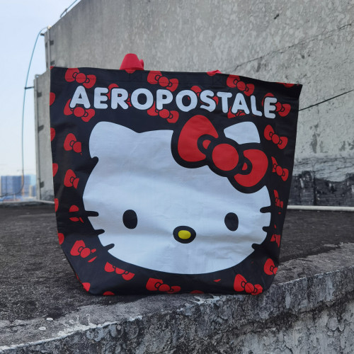 日系卡通可爱猫编织袋新款休闲手提袋买菜单肩购物袋环保袋大容量
