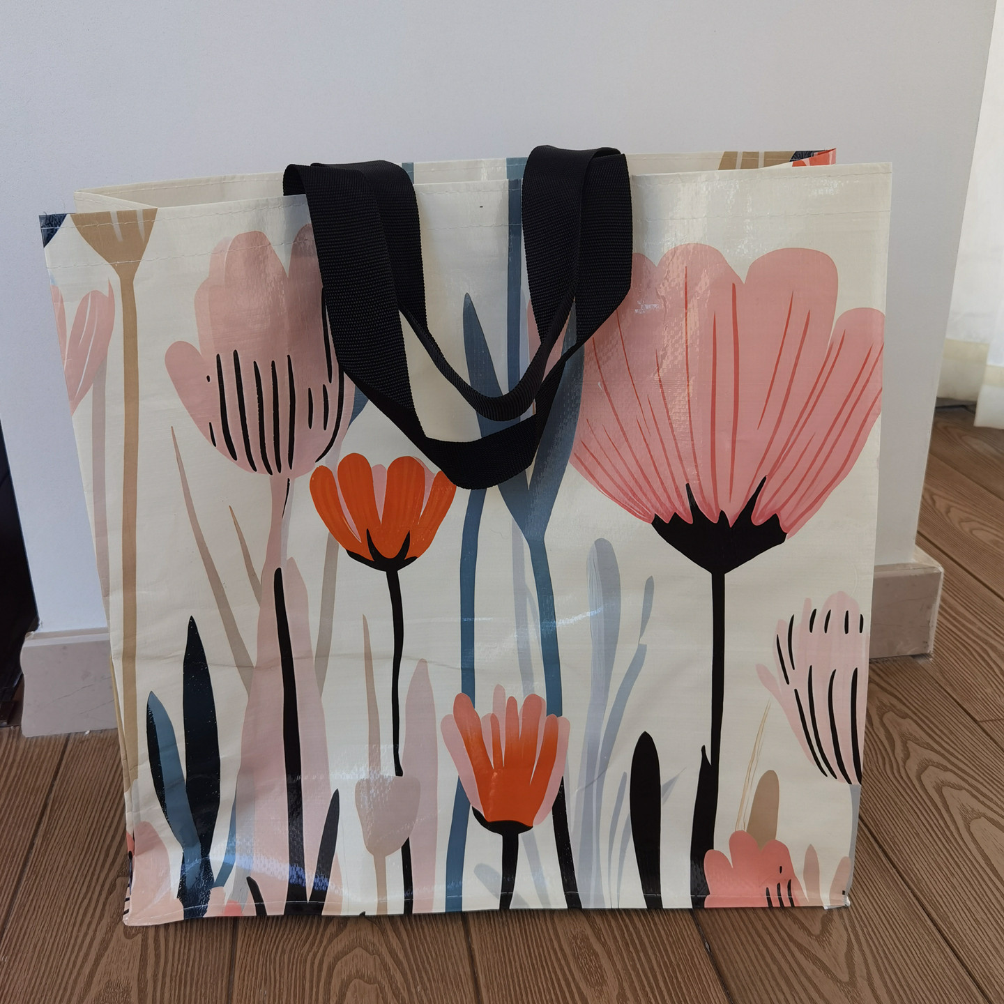 外贸原单大容量小清新花朵防水编织购物袋超市环保手提袋单肩包,收纳整理,购物袋/环保袋/帆布袋,淘宝优惠券,粉丝福利购,淘宝优惠卷