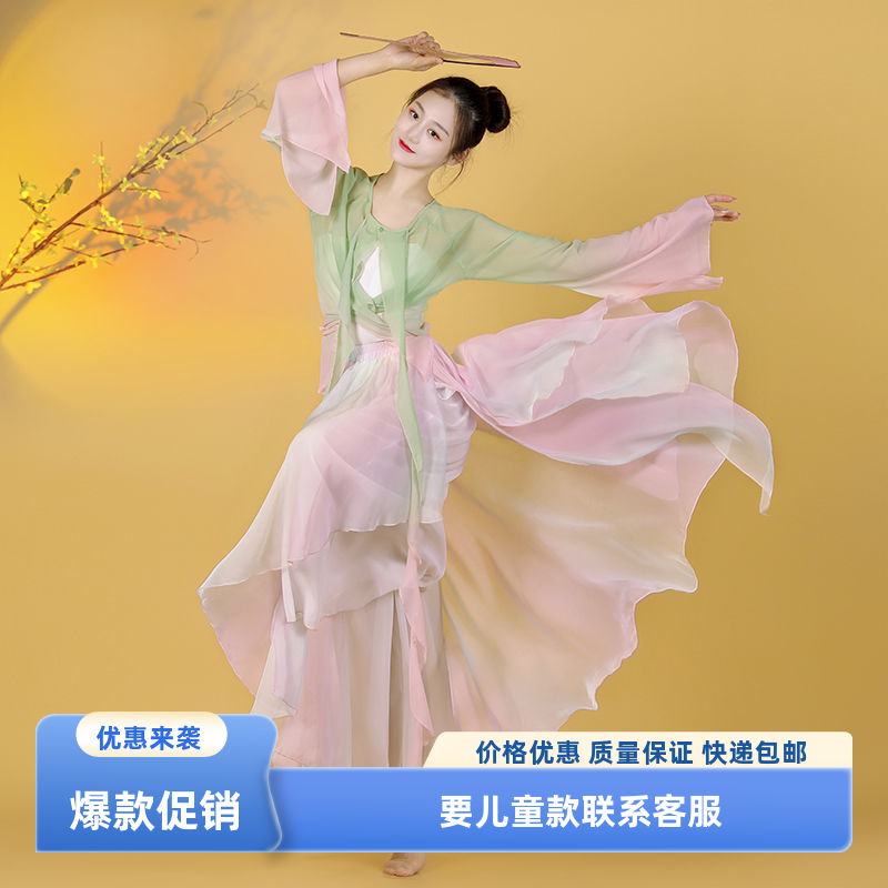 古典舞纱衣女飘逸仙气中国风舞蹈服练功服装演出服套装古装汉服