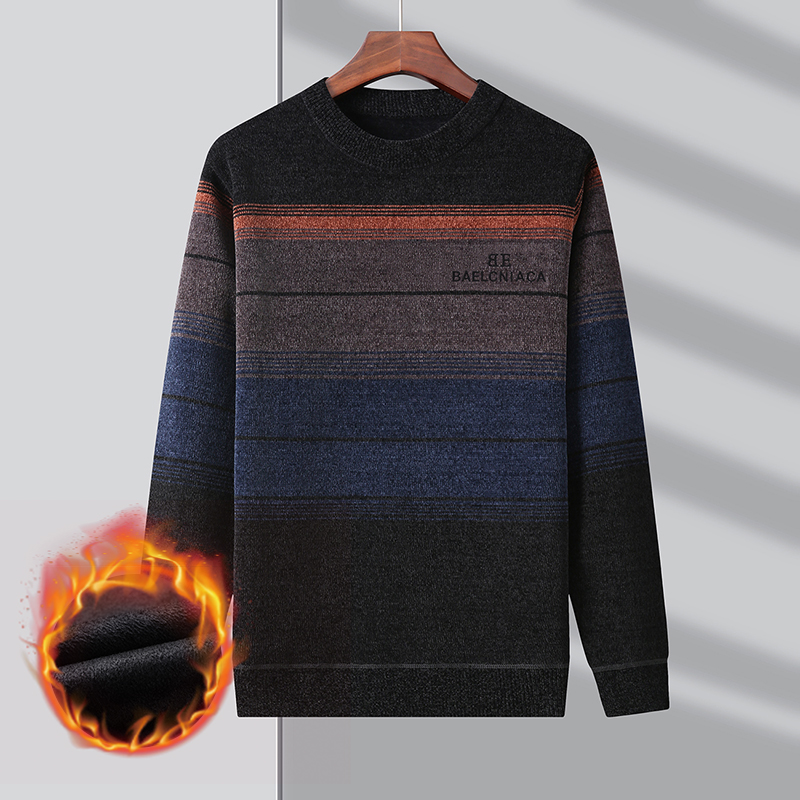 秋冬季中年男士加绒加厚高领毛衣男爸爸装雪尼尔保暖针织衫中老年