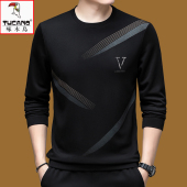 卫衣 长袖 圆领大码 中青年男士 春秋季 高档纯棉T恤打底衫 啄木鸟男装