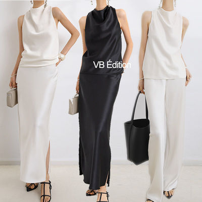 醋酸缎面VB法式ROW背心半裙长裤