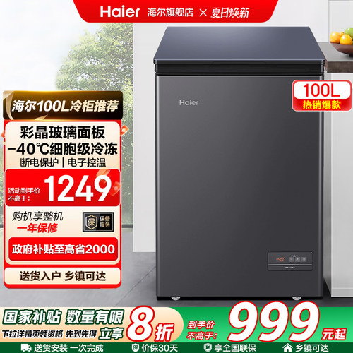 海尔100/142/200升冷藏小冰柜一级家用商用零下-40℃冰箱冷柜