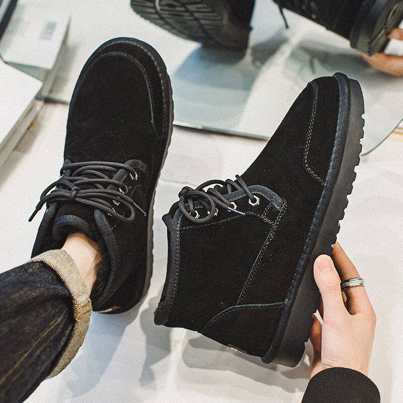 SNOW BOOTS MENS 2023 NEW WINTER VELVET THICKENED SLIP-ON BIG COTTON SHOES WARM BREAD SHOES HIGH TOP TREND