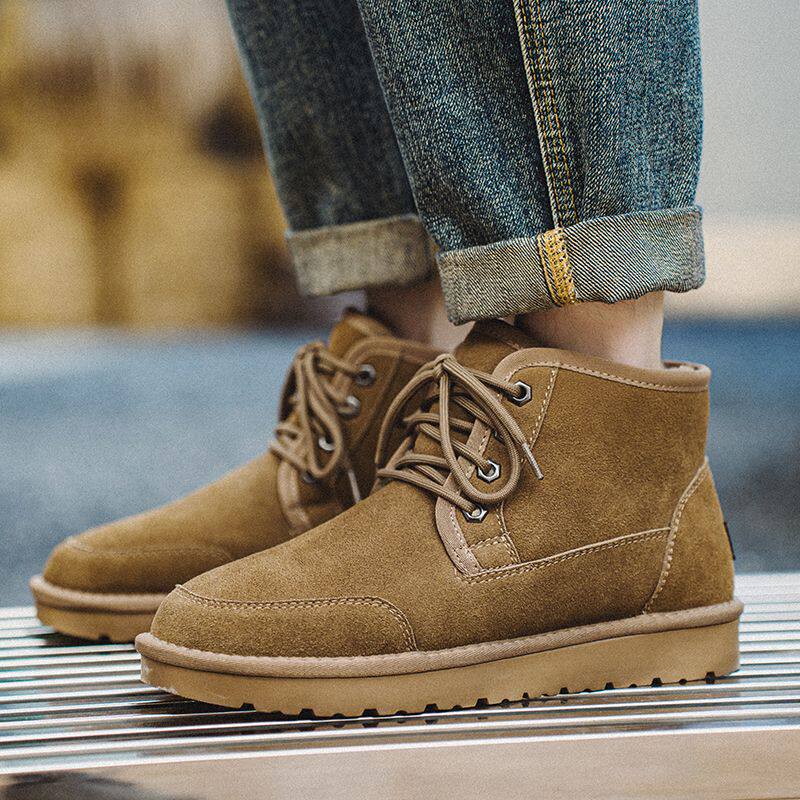 SNOW BOOTS MENS 2023 NEW WINTER VELVET THICKENED SLIP-ON BIG COTTON SHOES WARM BREAD SHOES HIGH TOP TREND