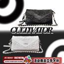 Cultivator原创个性 欧美黑白蛇纹褶皱长方形链条包通勤单肩斜挎包