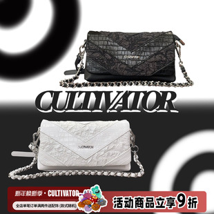 Cultivator原创个性 欧美黑白蛇纹褶皱长方形链条包通勤单肩斜挎包