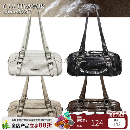 Cultivator原创小众复古百搭抓皱油蜡皮腋下单肩斜挎腊肠包2025夏