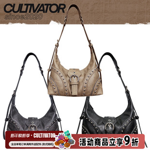 Cultivator原创小众复古辣妹做旧铆钉通勤百搭单肩斜挎腋下包新款