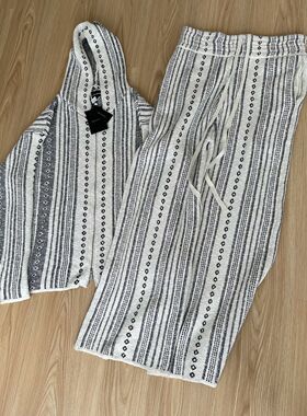 爆款悠闲颗粒肌理感潮流针织春秋季新款男士条纹针织卫衣长裤套装