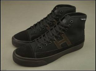 女鞋 外贸原单huf 黑武士男鞋 hi全黑色高帮翻毛皮滑板鞋 hupper