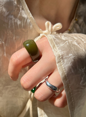 黑玛瑙阿水同款戒指指环通体石材