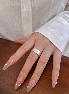 帕姆卡莱纯银方形拉丝戒指