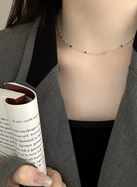 925纯银彩虹豆豆项链女风小众设计款锁骨链ins风小清新2026年新品