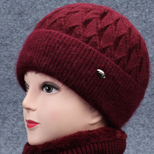 冬季中老年人兔毛针织帽