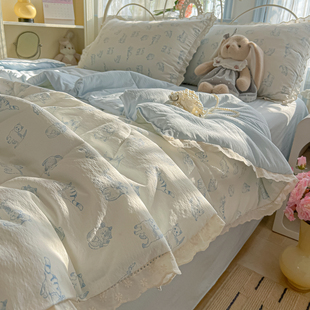 可机洗全棉单双人空调被薄被3 A类纯棉双层纱夏凉被四件套2026新款