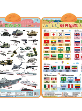 官网正版 瑞莉兔双面发声大挂图 超酷武器 世界国旗 海润阳光 触摸按键 儿童认知能力教育 幼儿早教小儿益智