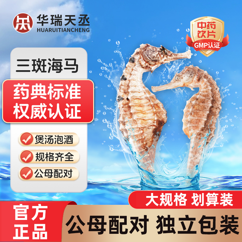 华瑞天丞三斑海马中药材泡酒海龙海马干货饮片一公一母配对煲汤料