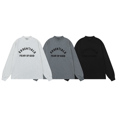 FOG FEAR OF GOD ESSENTIALS植绒印花LOGO青年男女小众长袖T恤