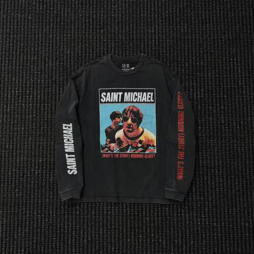 Saint michael复古印花LOGO青年男女百搭潮牌流行秋冬潮牌长袖T恤