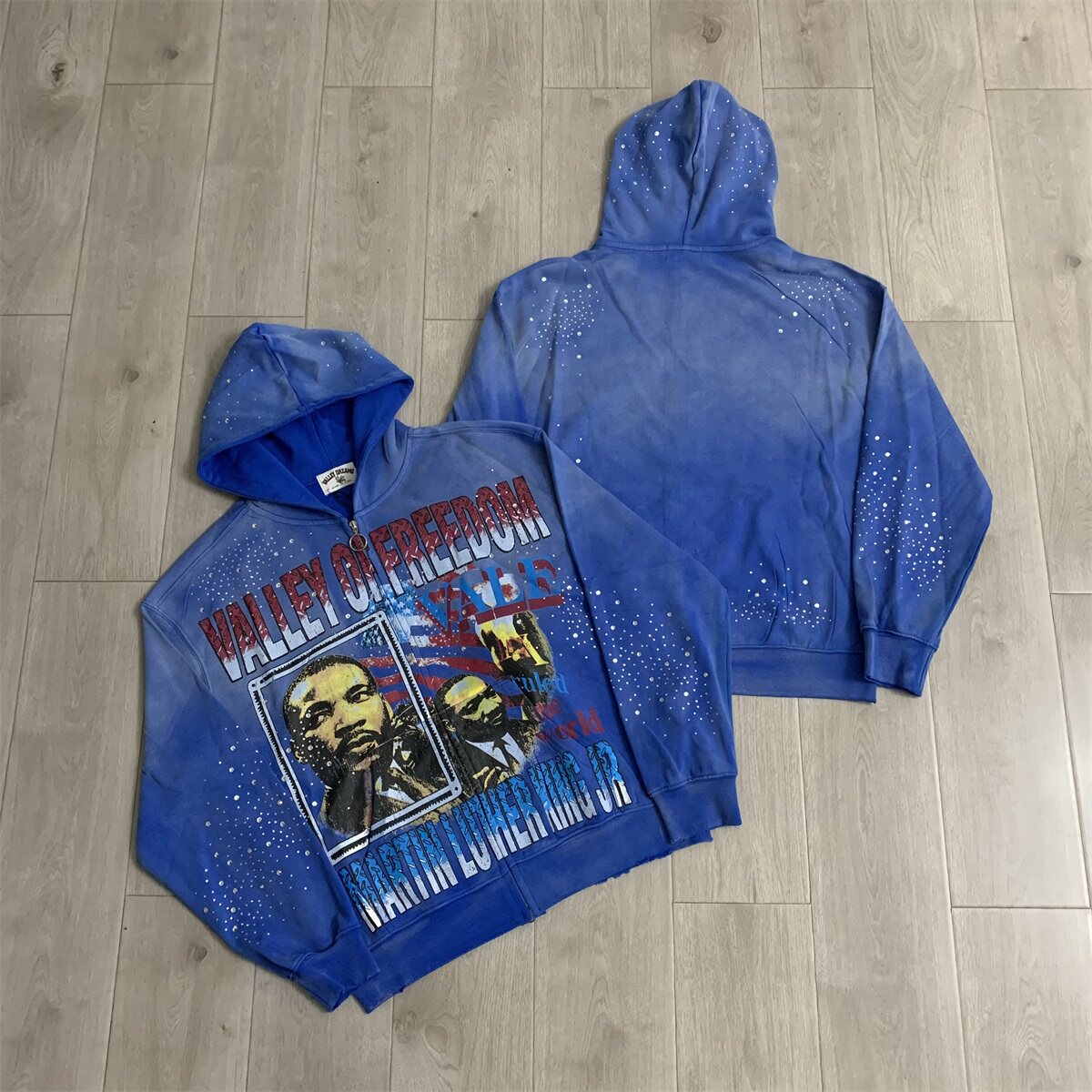 Vale Forever Zip Up Hoodie美国街头潮牌洗水做旧烫钻开衫帽衫