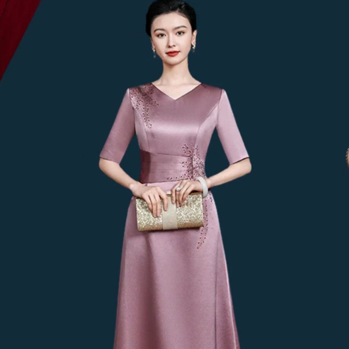 高贵洋气喜妈妈结婚婚礼礼服喜婆婆婚宴敬酒服夏装2025新款