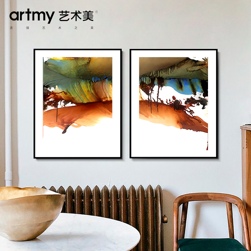 王俊森 简约现代抽象泼墨油画装饰画玄关挂画书房客厅沙发壁画图片