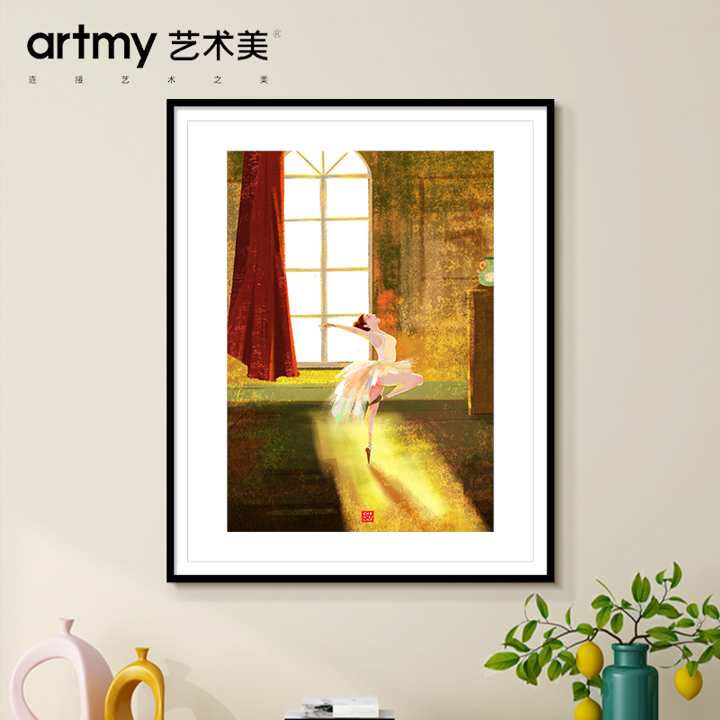 茶小茶 舞蹈教室装饰画人物女孩芭蕾舞者壁画客厅现代简约挂画图片