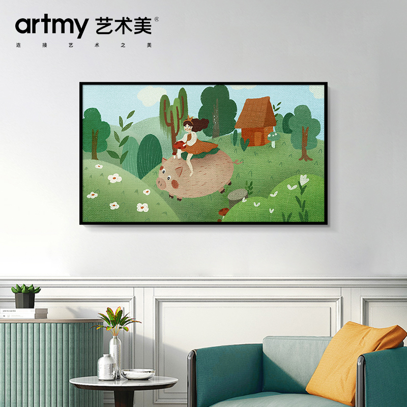 陈丽娜 儿童房装饰画卧室床头卡通可爱人物房间挂画客厅玄关壁画图片