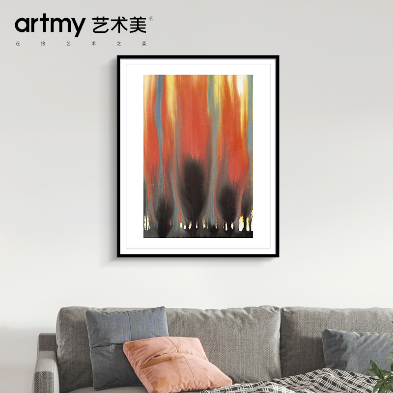 麦平 现代抽象装饰画红色花卉植物客厅床头卧室沙发背景墙挂画图片