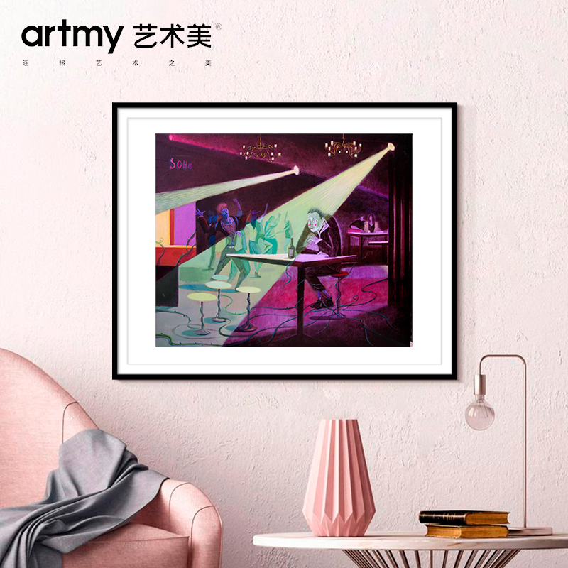 曹业博 《宿醉》现代酒吧人物抽象装饰画客厅过道玄关画简约挂画图片