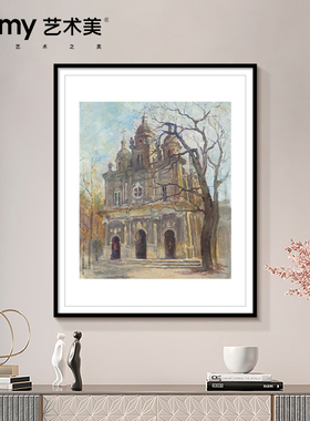 马捷 简约北欧小清新挂画风景建筑城堡卧室床头油画客厅装饰画